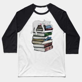 Cat loves books T-Shirt Baseball T-Shirt